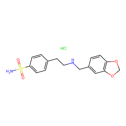 4-(2-((benzo[d][1,3]dioxol-5-ylmethyl)amino)ethyl)benzenesulfonamide hydrochloride structure