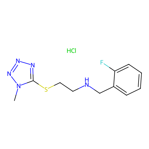 (2-Fluoro-benzyl)-[2-(1-methyl-1H-tetrazol-5-ylsulfanyl)-ethyl]-amine structure