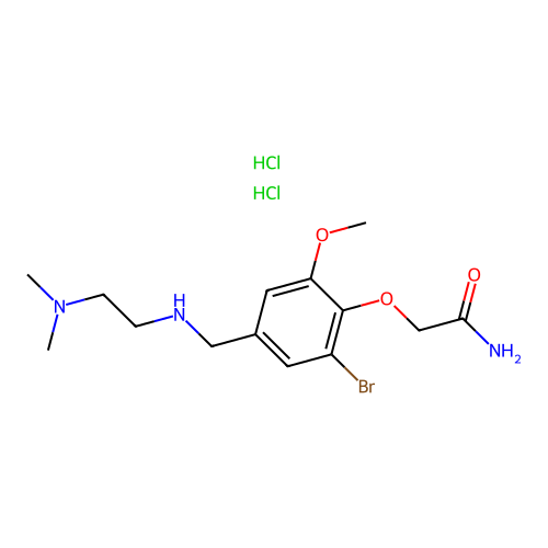 2-[2-bromo-4-[(2-dimethylaminoethylamino)methyl]-6-methoxyphenoxy]acetamide dihydrochloride structure