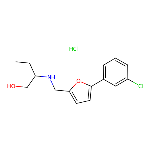 2-(((5-(3-Chlorophenyl)furan-2-yl)methyl)amino)butan-1-ol hydrochloride structure