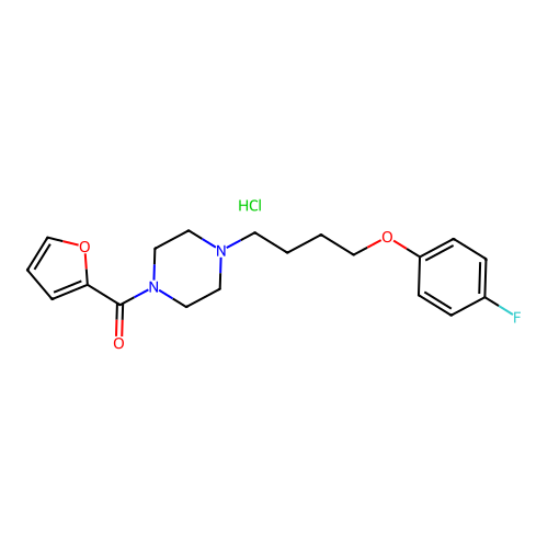 (4-(4-(4-Fluorophenoxy)butyl)piperazin-1-yl)(furan-2-yl)methanone hydrochloride structure