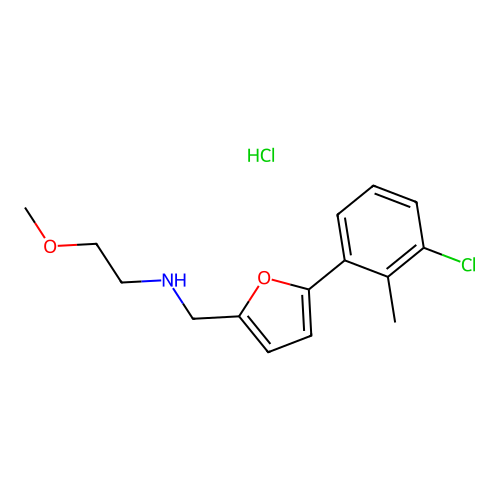 N-((5-(3-chloro-2-methylphenyl)furan-2-yl)methyl)-2-methoxyethanamine hydrochloride structure