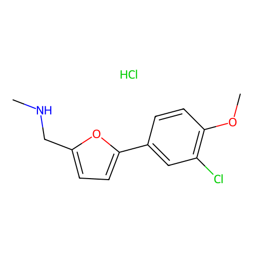 1-(5-(3-chloro-4-methoxyphenyl)furan-2-yl)-N-methylmethanamine hydrochloride structure