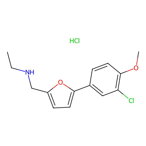 N-((5-(3-chloro-4-methoxyphenyl)furan-2-yl)methyl)ethanamine hydrochloride structure