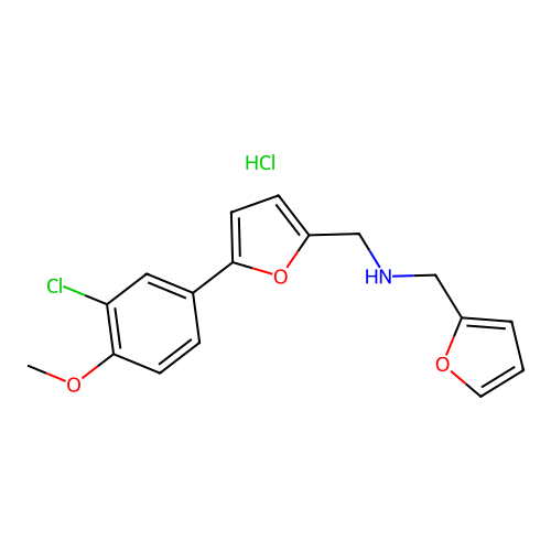 1-(5-(3-chloro-4-methoxyphenyl)furan-2-yl)-N-(furan-2-ylmethyl)methanamine hydrochloride structure
