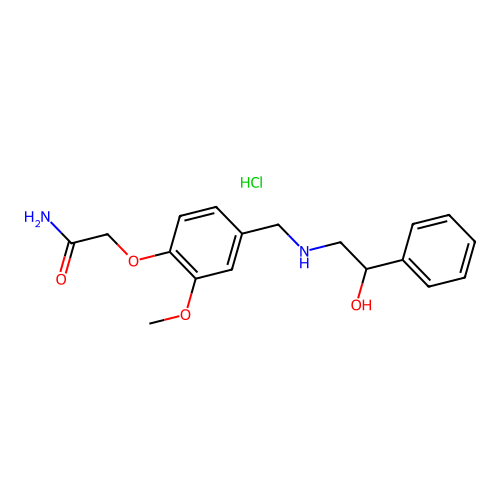 2-(4-(((2-hydroxy-2-phenylethyl)amino)methyl)-2-methoxyphenoxy)acetamide hydrochloride structure