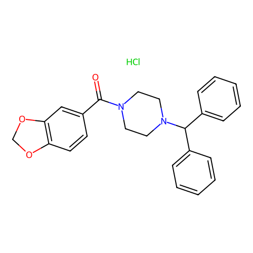 (4-Benzhydrylpiperazin-1-yl)(benzo[d][1,3]dioxol-5-yl)methanone hydrochloride structure