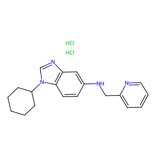 1-cyclohexyl-N-(pyridin-2-ylmethyl)-1H-benzo[d]imidazol-5-amine dihydrochloride structure
