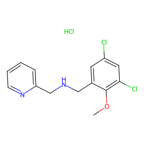 N-(3,5-dichloro-2-methoxybenzyl)-1-(pyridin-2-yl)methanamine hydrochloride structure