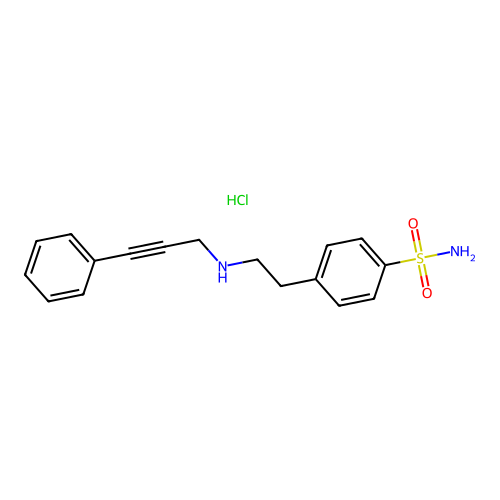 4-{2-[(3-Phenyl-2-propyn-1-yl)amino]ethyl}benzenesulfonamide hydrochloride structure