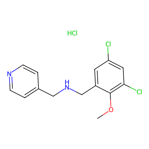 N-(3,5-dichloro-2-methoxybenzyl)-1-(pyridin-4-yl)methanamine hydrochloride structure