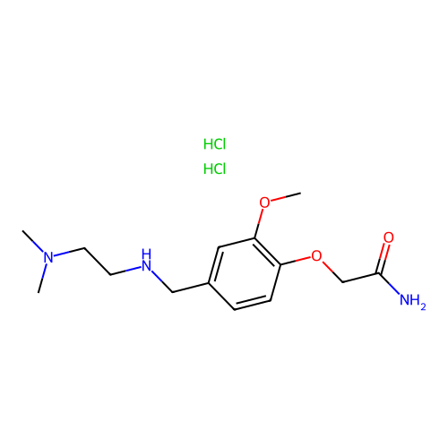 2-(4-(((2-(dimethylamino)ethyl)amino)methyl)-2-methoxyphenoxy)acetamide dihydrochloride structure
