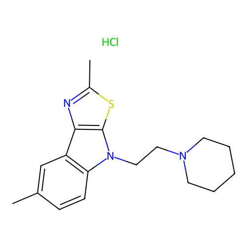 2,7-dimethyl-4-(2-(piperidin-1-yl)ethyl)-4H-thiazolo[5,4-b]indole hydrochloride structure