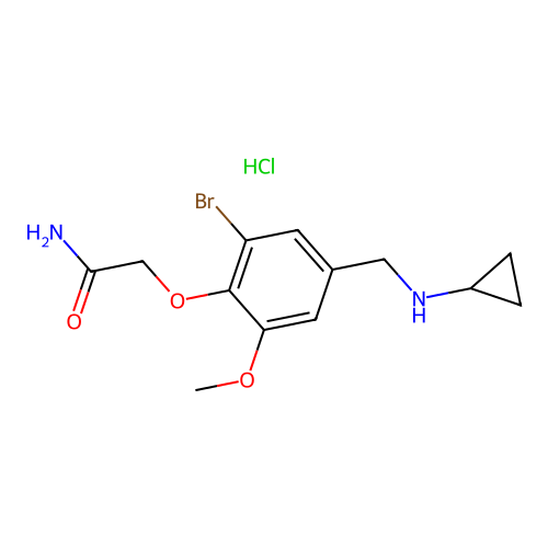 2-(2-Bromo-4-((cyclopropylamino)methyl)-6-methoxyphenoxy)acetamide hydrochloride structure