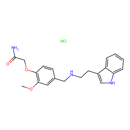 2-(4-(((2-(1H-indol-3-yl)ethyl)amino)methyl)-2-methoxyphenoxy)acetamide hydrochloride structure