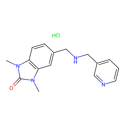 1,3-dimethyl-5-(((pyridin-3-ylmethyl)amino)methyl)-1H-benzo[d]imidazol-2(3H)-one hydrochloride structure