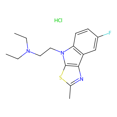 Diethyl-[2-(7-fluoro-2-methyl-thiazolo[5,4-b]indol-4-yl)-ethyl]-amine structure