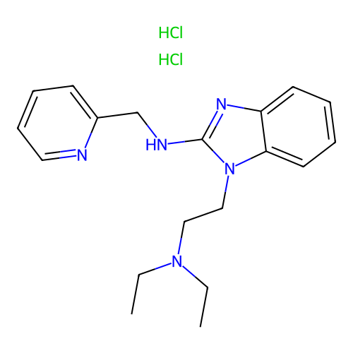 1-(2-diethylaminoethyl)-N-(pyridin-2-ylmethyl)benzimidazol-2-amine dihydrochloride structure