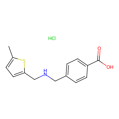 4-((((5-Methylthiophen-2-yl)methyl)amino)methyl)benzoic acid hydrochloride structure