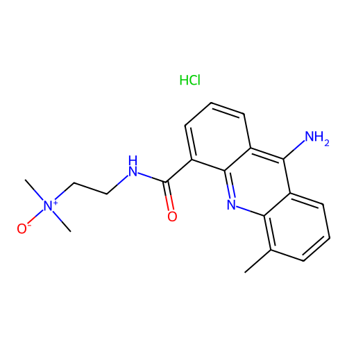 2-[(9-amino-5-methylacridine-4-carbonyl)amino]-N,N-dimethylethanamine oxide hydrochloride structure