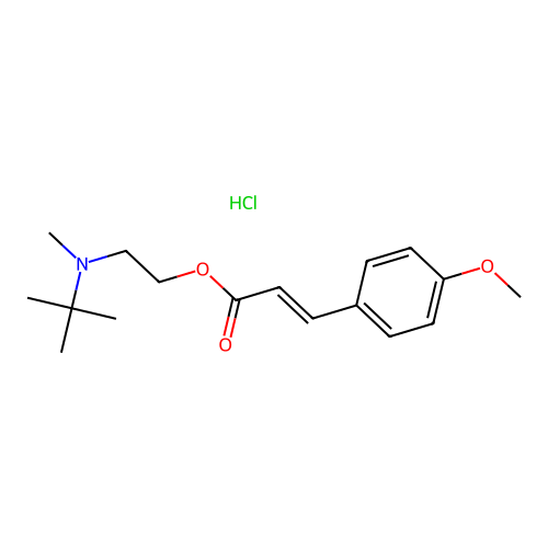 (E)-2-(tert-butyl(methyl)amino)ethyl 3-(4-methoxyphenyl)acrylate hydrochloride structure