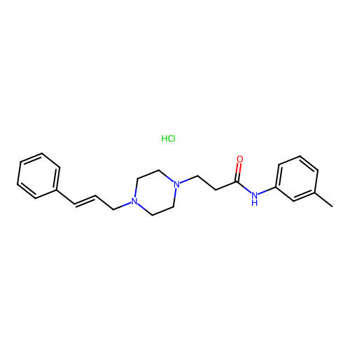 N-(3-methylphenyl)-3-[4-[(E)-3-phenylprop-2-enyl]piperazin-1-yl]propanamide hydrochloride structure