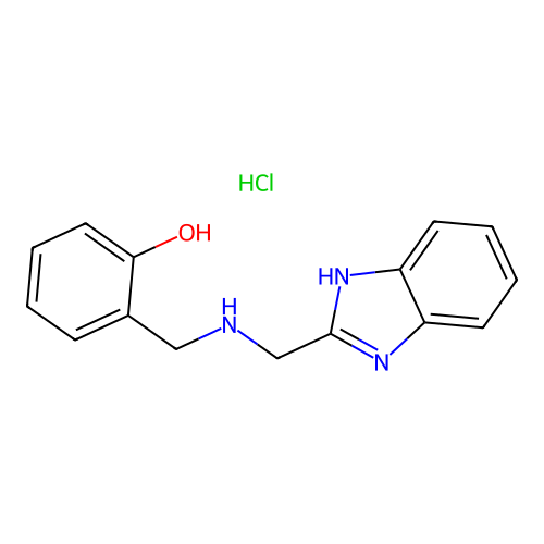 2-[(1H-benzimidazol-2-ylmethylamino)methyl]phenol;hydrochloride structure