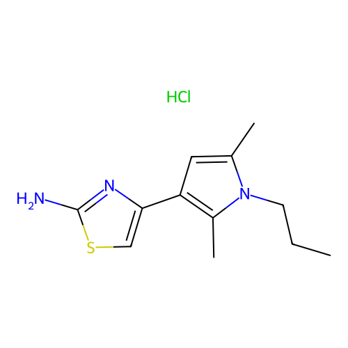4-(2,5-dimethyl-1-propyl-1H-pyrrol-3-yl)-1,3-thiazol-2-amine hydrochloride structure
