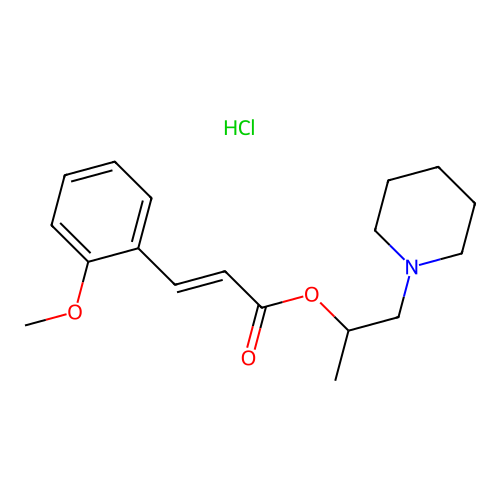 (E)-1-(piperidin-1-yl)propan-2-yl 3-(2-methoxyphenyl)acrylate hydrochloride structure