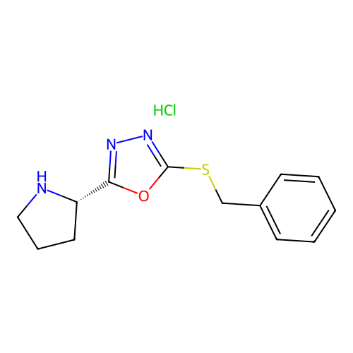2-Benzylsulfanyl-5-(S)-pyrrolidin-2-yl-[1,3,4]oxadiazole structure