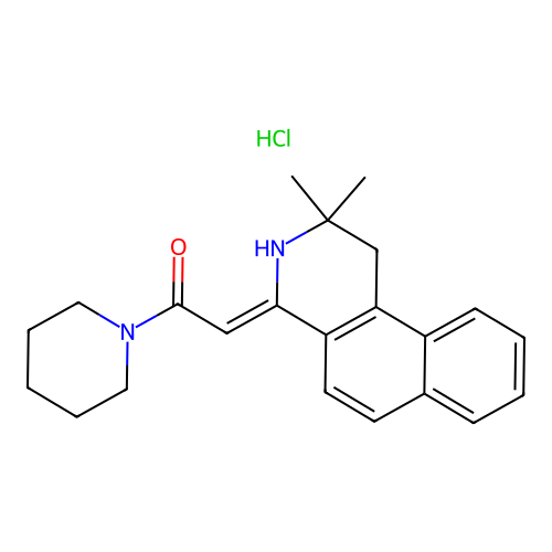 (Z)-2-(2,2-dimethyl-2,3-dihydrobenzo[f]isoquinolin-4(1H)-ylidene)-1-(piperidin-1-yl)ethanone hydrochloride structure