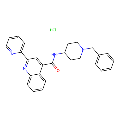 N-(1-benzylpiperidin-4-yl)-2-pyridin-2-ylquinoline-4-carboxamide;hydrochloride structure