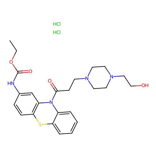 ethyl (10-(3-(4-(2-hydroxyethyl)piperazin-1-yl)propanoyl)-10H-phenothiazin-2-yl)carbamate dihydrochloride structure