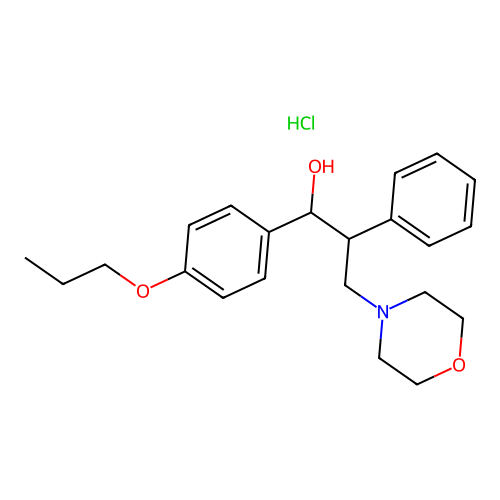 3-Morpholin-4-yl-2-phenyl-1-(4-propoxyphenyl)propan-1-ol;hydrochloride structure