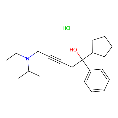 1-Cyclopentyl-5-(ethyl-isopropyl-amino)-1-phenyl-pent-3-yn-1-ol structure
