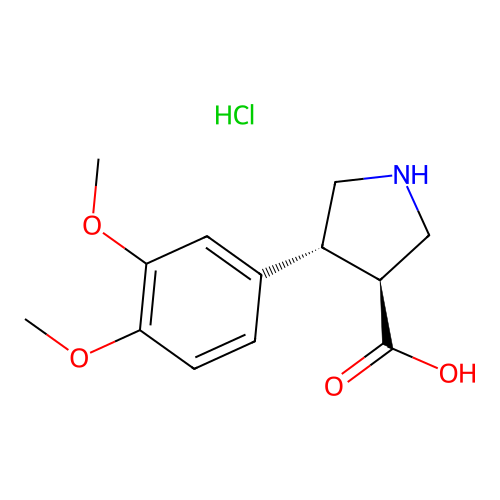 (3S,4R)-4-(3,4-dimethoxyphenyl)pyrrolidine-3-carboxylic acid hydrochloride structure
