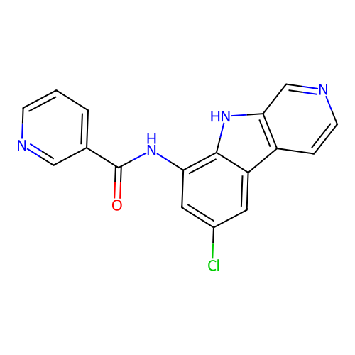 N-(6-chloro-9h-pyrido[3,4-b]indol-8-yl)-3-pyridinecarboxamide structure