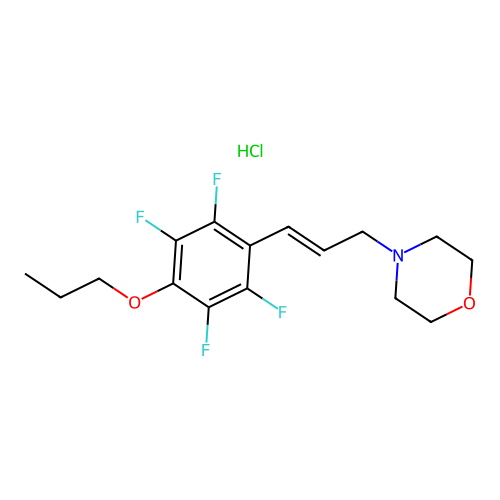 4-[(E)-3-(2,3,5,6-tetrafluoro-4-propoxyphenyl)prop-2-enyl]morpholine;hydrochloride structure