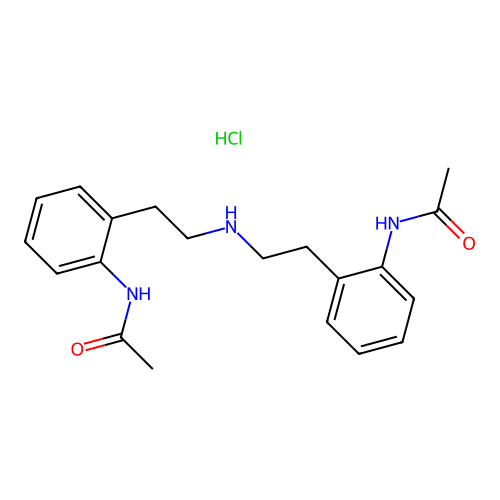 N-[2-[2-[2-(2-acetamidophenyl)ethylamino]ethyl]phenyl]acetamide;hydrochloride structure