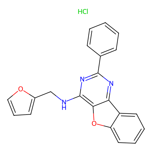 N-(furan-2-ylmethyl)-2-phenylbenzofuro[3,2-d]pyrimidin-4-amine hydrochloride structure
