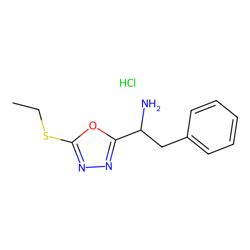 1-(5-Ethylsulfanyl-[1,3,4]oxadiazol-2-YL)-2-phenyl-ethylamine hydrochloride structure
