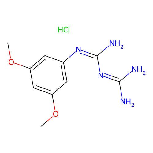 1-(Diaminomethylidene)-2-(3,5-dimethoxyphenyl)guanidine;hydrochloride structure