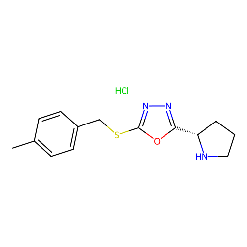 2-(4-Methyl-benzylsulfanyl)-5-(S)-pyrrolidin-2-yl-[1,3,4]oxadiazole structure