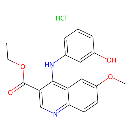 Ethyl 4-(3-hydroxyanilino)-6-methoxyquinoline-3-carboxylate;hydrochloride structure