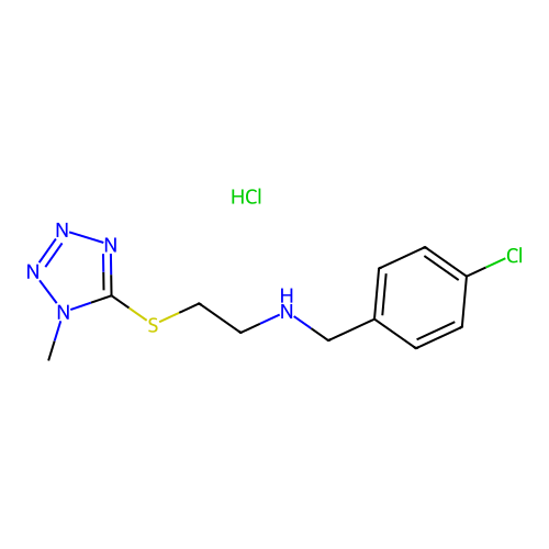N-(4-chlorobenzyl)-2-((1-methyl-1H-tetrazol-5-yl)thio)ethanamine hydrochloride structure