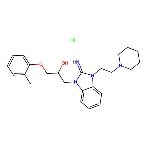 1-(2-imino-3-(2-(piperidin-1-yl)ethyl)-2,3-dihydro-1H-benzo[d]imidazol-1-yl)-3-(o-tolyloxy)propan-2-ol hydrochloride structure