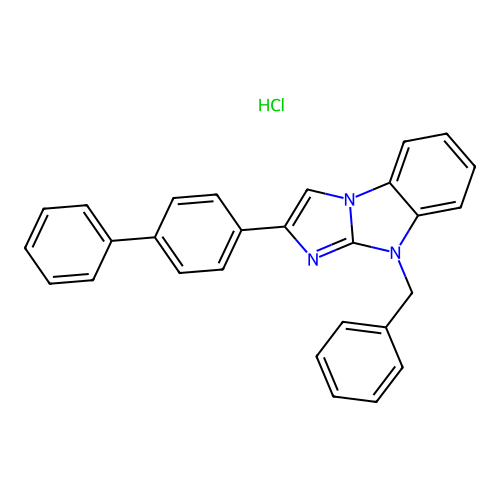 4-benzyl-2-(4-phenylphenyl)imidazo[1,2-a]benzimidazole hydrochloride structure