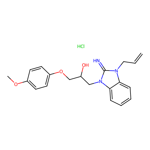 1-(3-allyl-2-imino-2,3-dihydro-1H-benzo[d]imidazol-1-yl)-3-(4-methoxyphenoxy)propan-2-ol hydrochloride structure