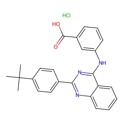 3-((2-(4-(Tert-butyl)phenyl)quinazolin-4-yl)amino)benzoic acid hydrochloride structure