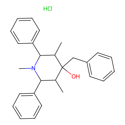 4-Benzyl-1,3,5-trimethyl-2,6-diphenylpiperidin-4-ol hydrochloride structure